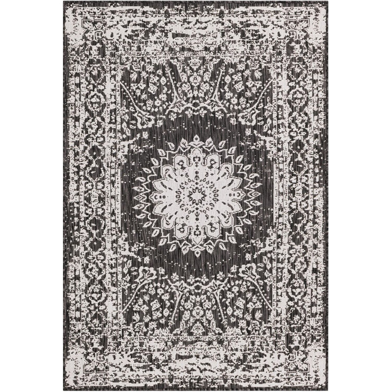 Tapis noir et blanc Contemporary Hitchens, Rectangle 4 pi 1 po x 6 pi 1 po