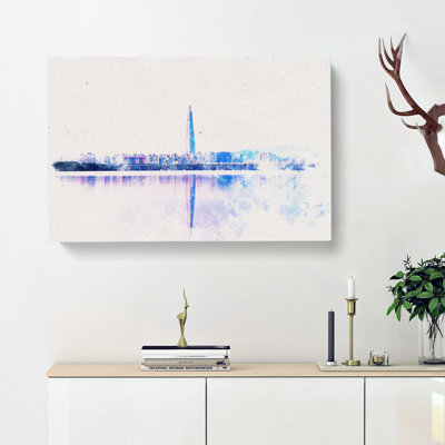 Seoul Skyline in South Korea Watercolour - Wrapped Canvas