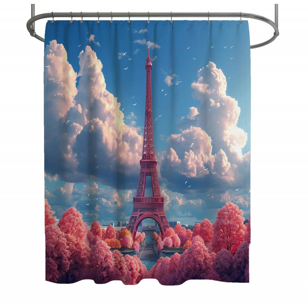 Best HD Pictures about  Eiffel Tower Shower Curtain  with No AI Images