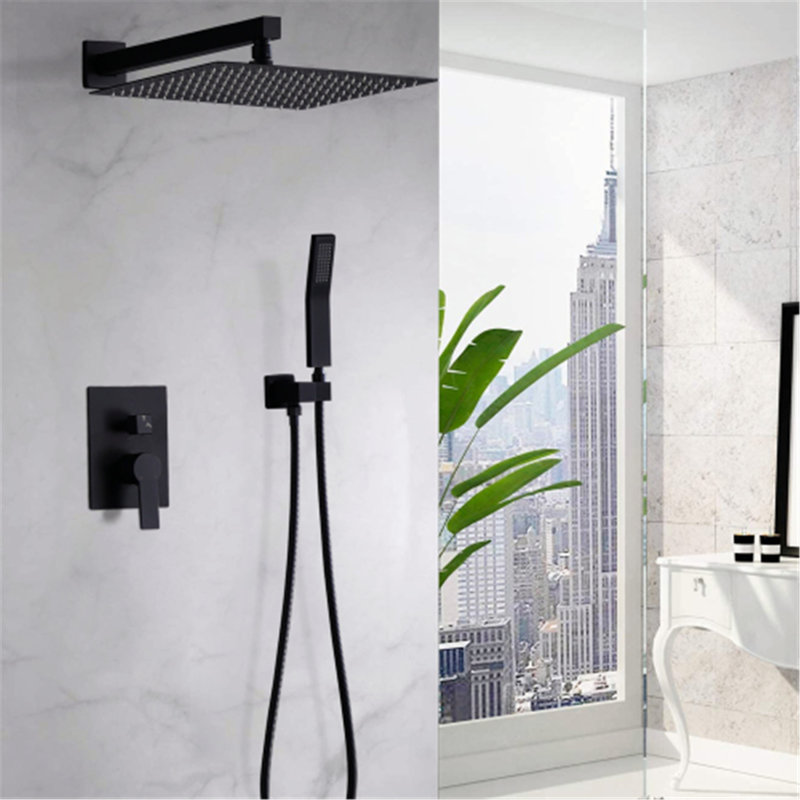 Luxury Ceiling-Mount Shower System – Rainfall Shower Head & Handheld Combo with High-Pressure Technology , Matte Black