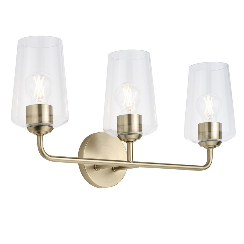 Celino Three-Light Bath & Vanity with Glass, White, Bronze