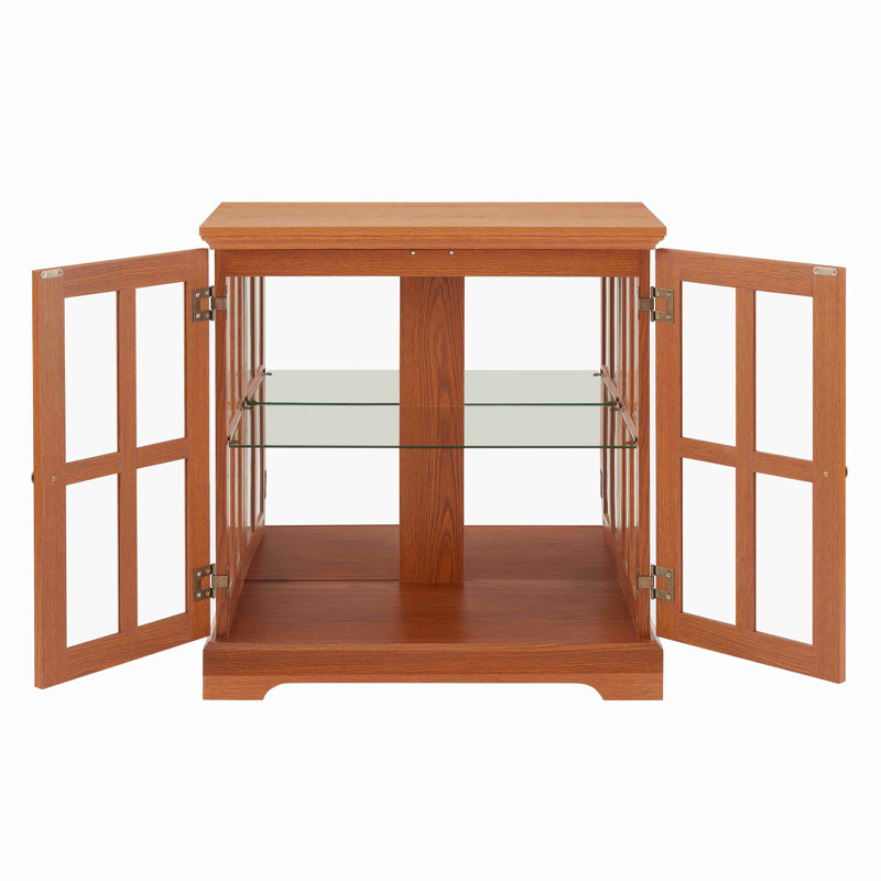 Elegant LED Curio Display Cabinet - Antique Retro Design With Adjustable Shelves And Lattice Doors, Stylish Bookcase For Home Décor And Organized Storage