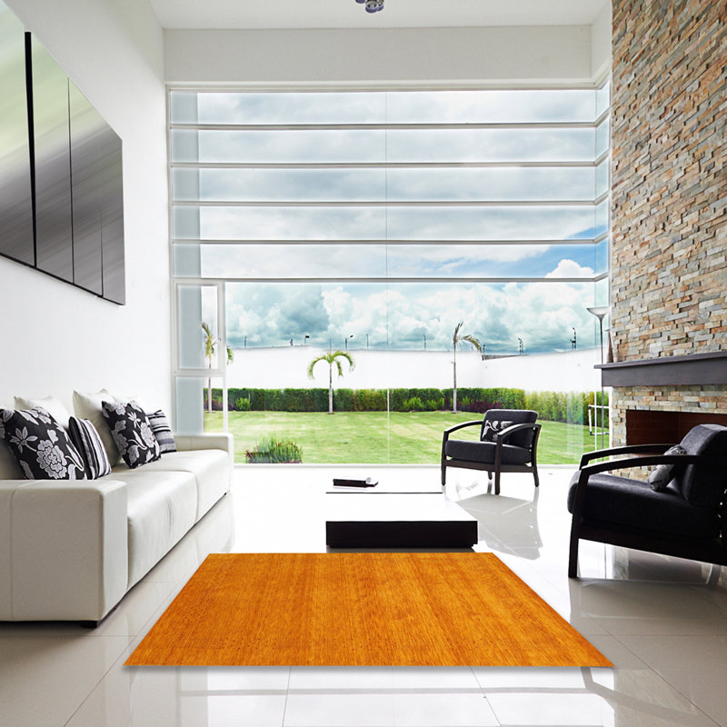 Tapis de zone orange contemporaine, Carré 3 pi