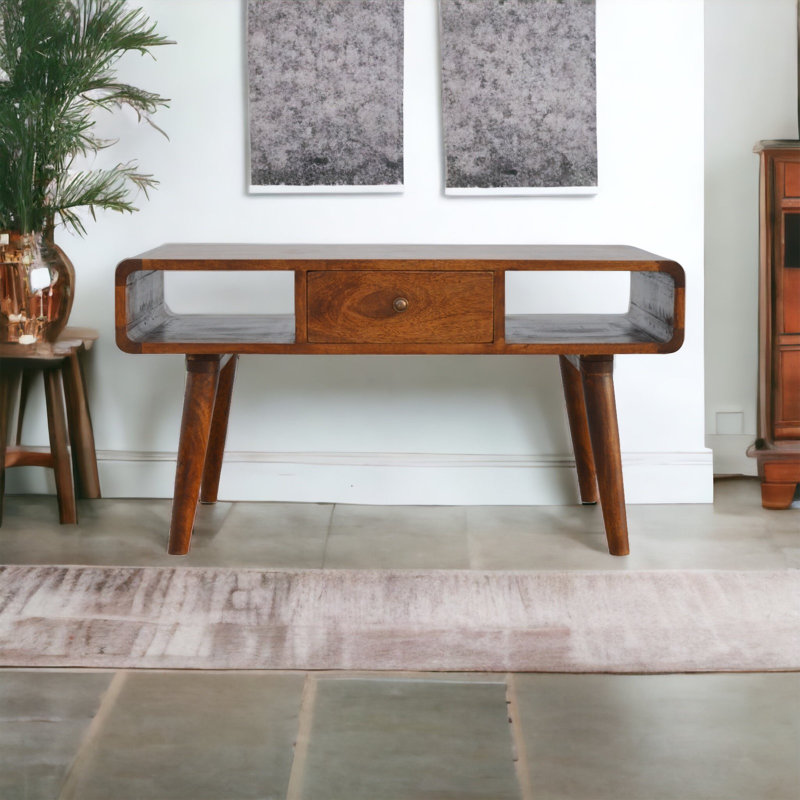 Table basse en bois massif avec rangement Cortazal