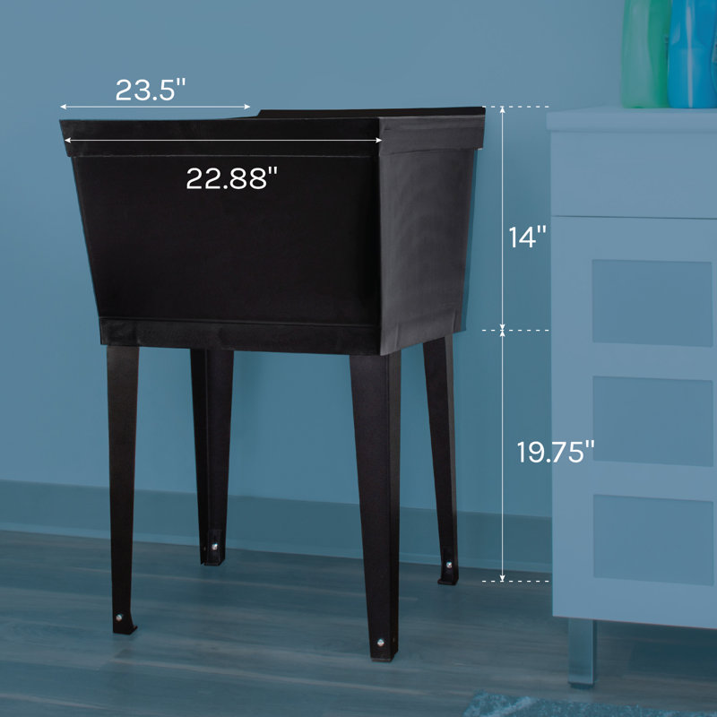 22.88'' L x 23.5'' W Freestanding Laundry Sink, Black