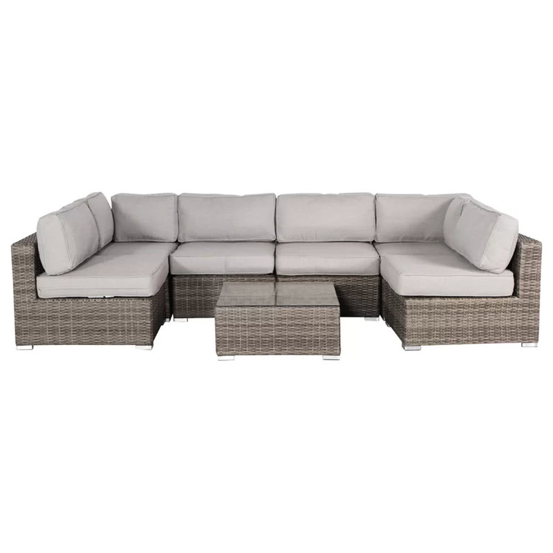 Ensemble de conversation d'extérieur - 7 avec, coussins, coussins de table basse pour terrasse, intempéries
