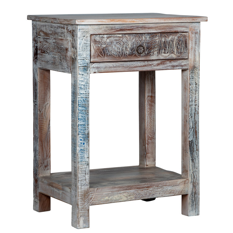 Nigella 24'' W Solid Wood Nightstand, White Washed
