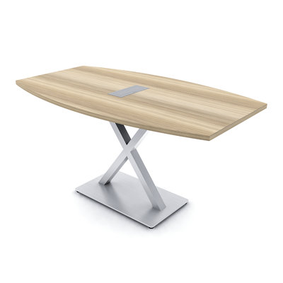 Boat Shaped Conference Table with Metal X Base | Electrical Unit
