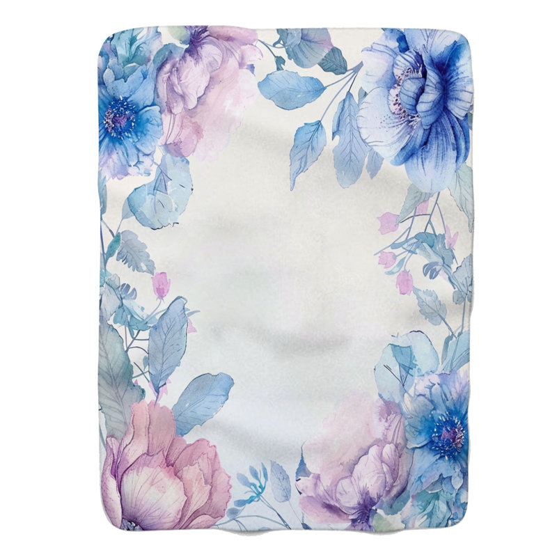 Delicate Blossom Patterns - 1 Piece Premium Blanket, Queen