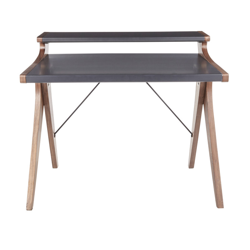 Bureau contemporain en bois avec cadre noyer et plateau gris Archer