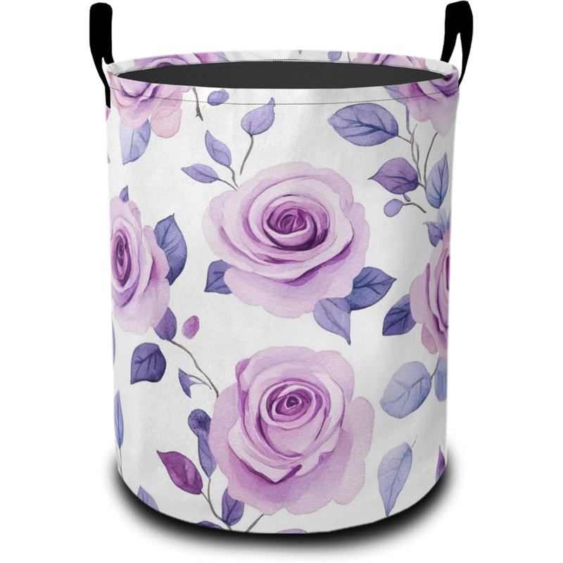 Panier à linge rétro mauve papillon - Grand panier à linge pliable et portable