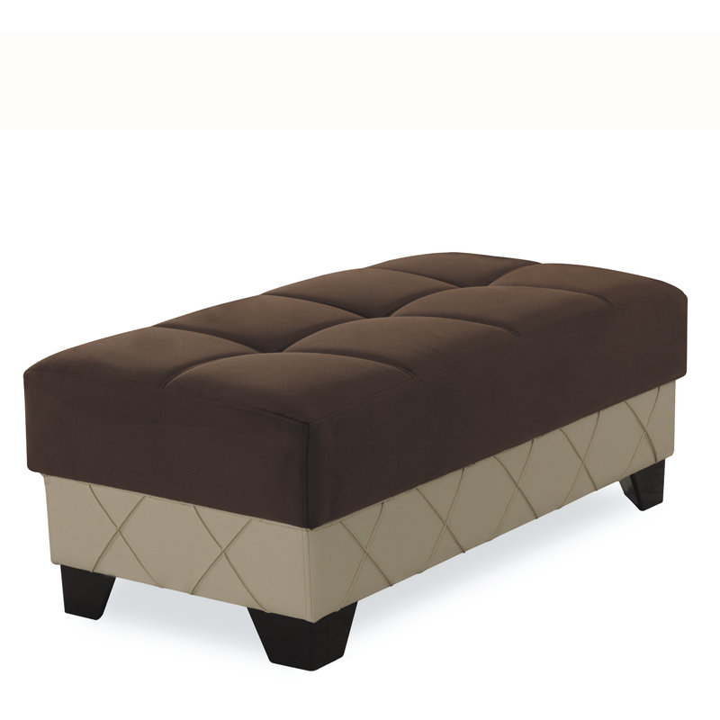 Olivo 48 in. Fabric Upholstered Ottoman, Dark Brown/Beige