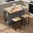 Kitchen Island With Storage Cabinet And Trash Cabinet,  3 Pieces Kitchen Dining Table Set With 2 Stools And Drop Leaf-1583537855