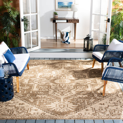 Glass Hooked Cream/Beige Indoor/Outdoor Rug