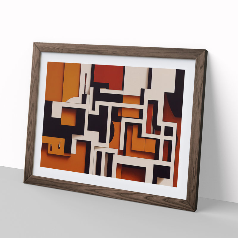 Magnetic Modern Abstract - Framed Print, 25cm H x 34cm W x 2cm D, Walnut