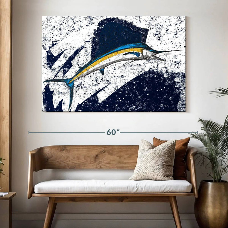 Grunge Style Sailfish, 34" H x 51" W