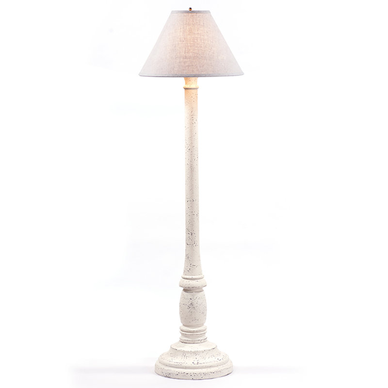 Haslam 59'' Traditional Floor Lamp, Linen, White