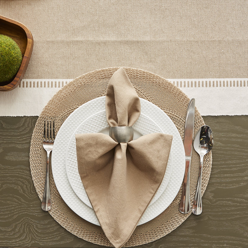 6-Piece Peasely Round Floral Placemat Set, Stone