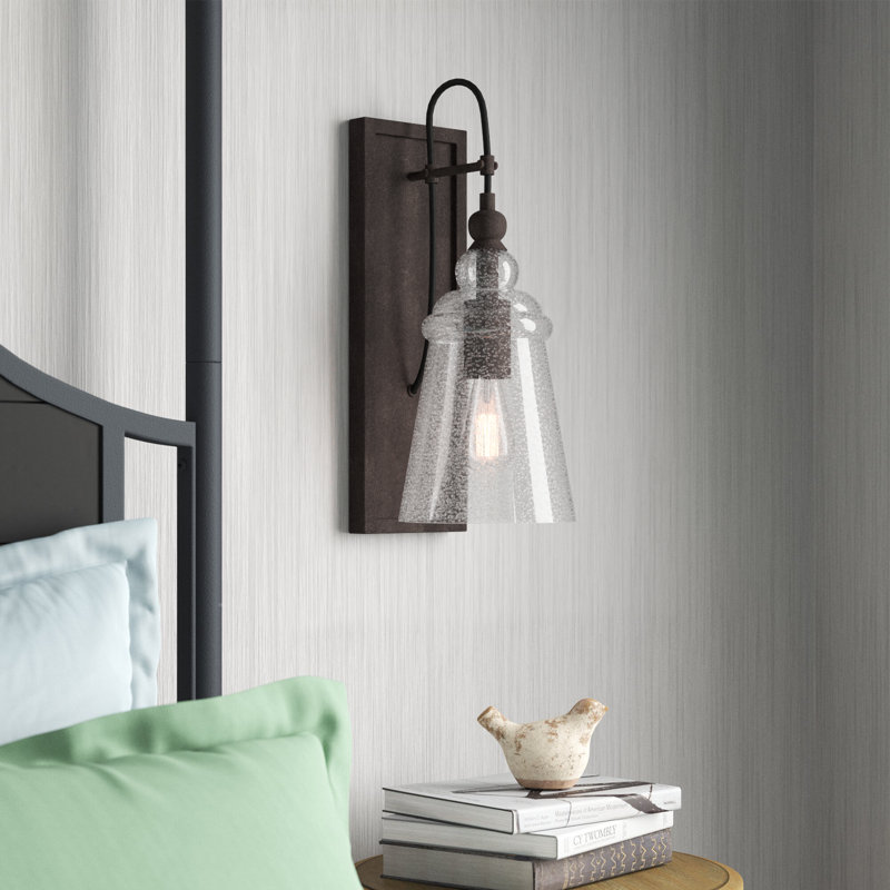 Levine 1 - Light Dimmable Armed Sconce, Dark Weathered Iron