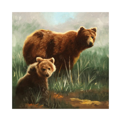 Brown Bears In Grassy Field by D. "Rusty" Rust - Gallery-Wrapped Canvas Giclée on Canvas