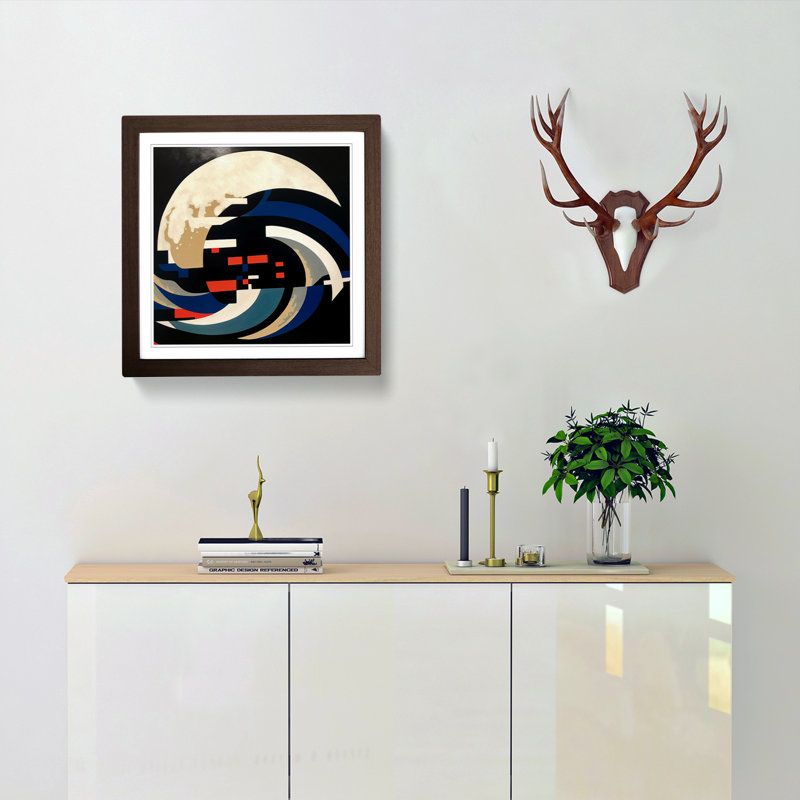 Japanese Wave Suprematism - Framed Print, Walnut
