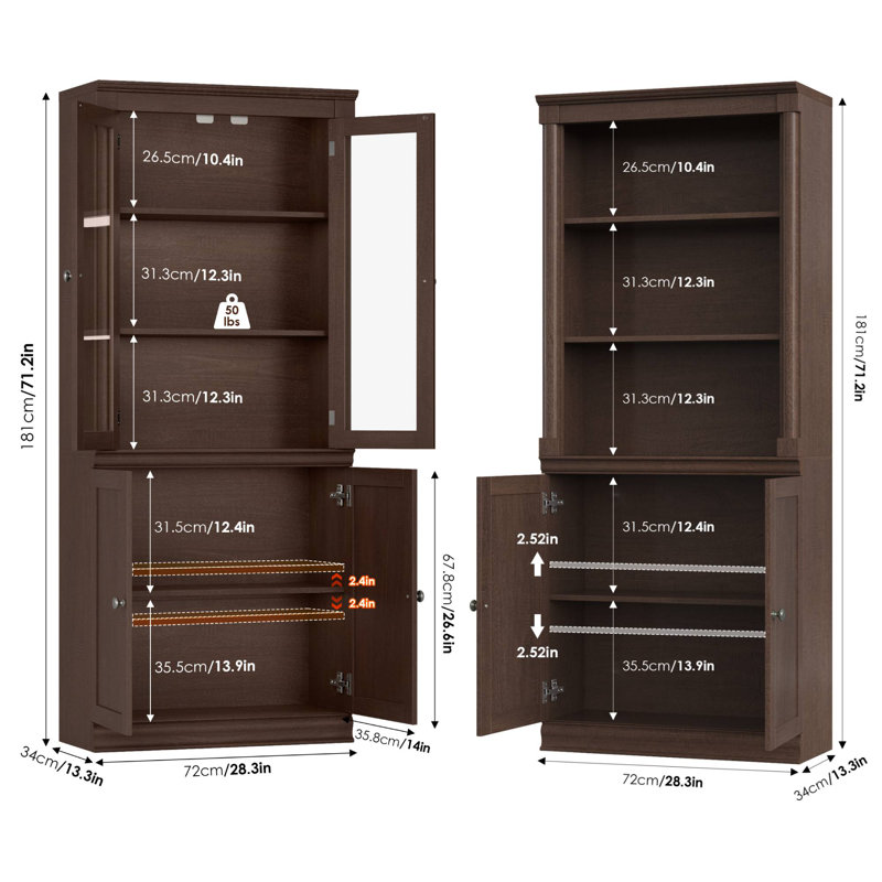 Wooden Bookcase Set, White Or Brown, Brown