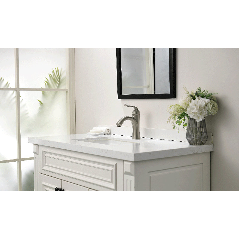 Single-handle Bathroom Faucet with Drain Assembly, Brushed Nickel