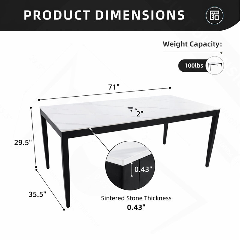 Table de salle à manger Jamari, Blanc