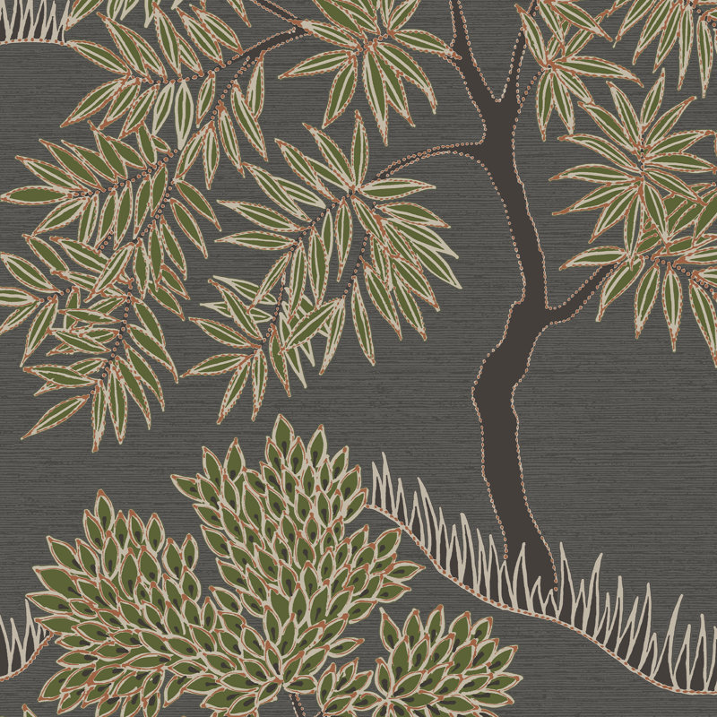 Sublmie Tree Floral Charcoal Wallpaper