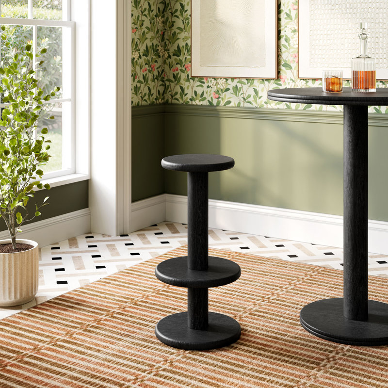 Tabourets de bar extérieurs et extérieurs en bois 15 po Lillias, Noir