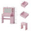 Ensemble de coiffeuse 35 "avec miroir à DEL, station de charge USB, rangement à 5 tiroirs, bureau de coiffeuse rose avec tabouret pour la chambre à coucher-1378557886