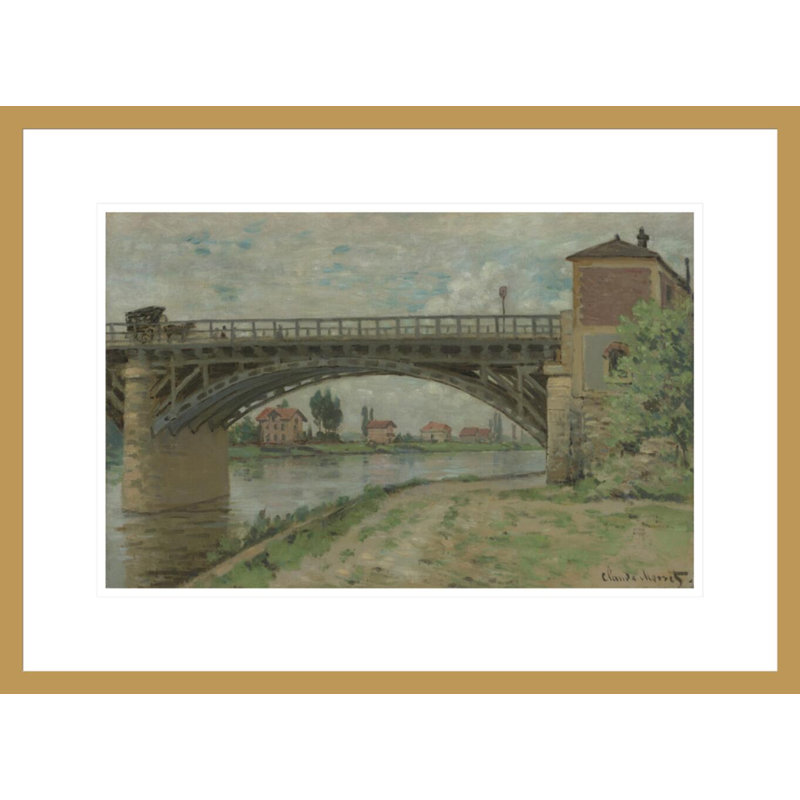 Le Pont d’Argenteuil / Le pont de l’autoroute vu du port par Claude Monet - Impression sur toile, H 15,96 po x l 21,75 po