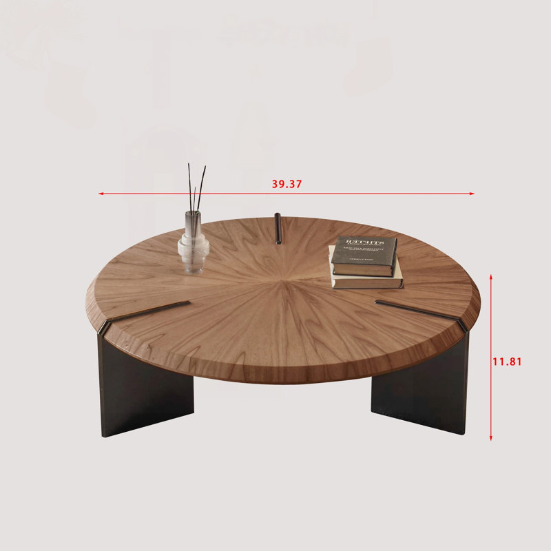 Table basse luxueuse de couleur noyer clair avec bois massif de qualité FAS