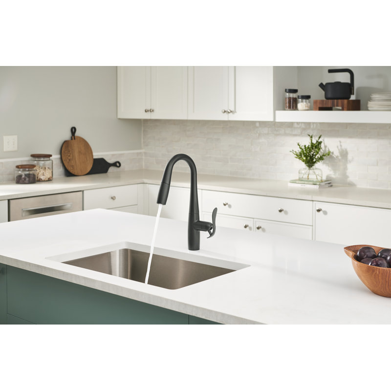 Robinet de cuisine rétractable à poignée simple Selene® avec acier inoxydable 1,75 gal / min Snapback, Noir satiné