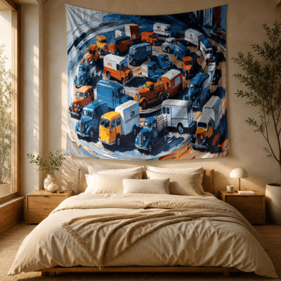 Transporation Delivery and service vehicle art Wall Tapestry