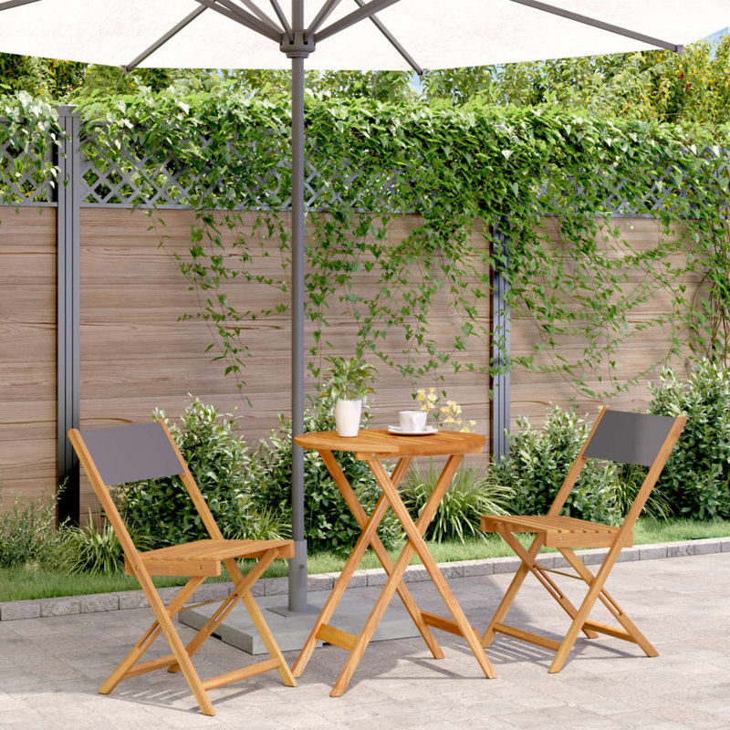 Dietrich 2 - Person Wood Patio Dining Set with, Anthracite