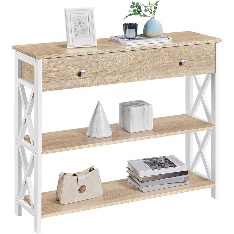 Console avec tiroir, canapé étroit avec rangement