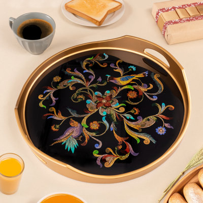 McLarty Reverse Painted Glass Serving Tray 