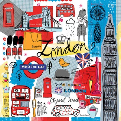 «Global Travel III» par Farida Zaman - peinture sur toile tendue