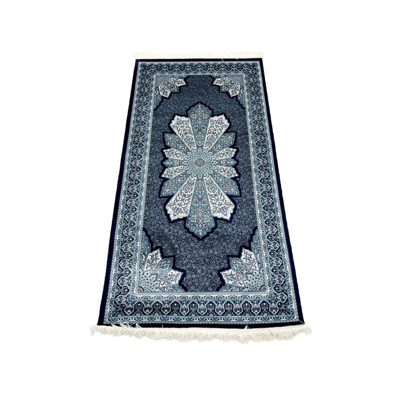 Tapis turc bleu marine et ivoire 3x5