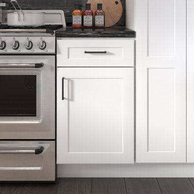 Meuble bas de cuisine à tiroir avec 1 porte, à monter soi-même, 61 cm de profondeur x 46 cm de largeur x 88 cm de hauteur, blanc