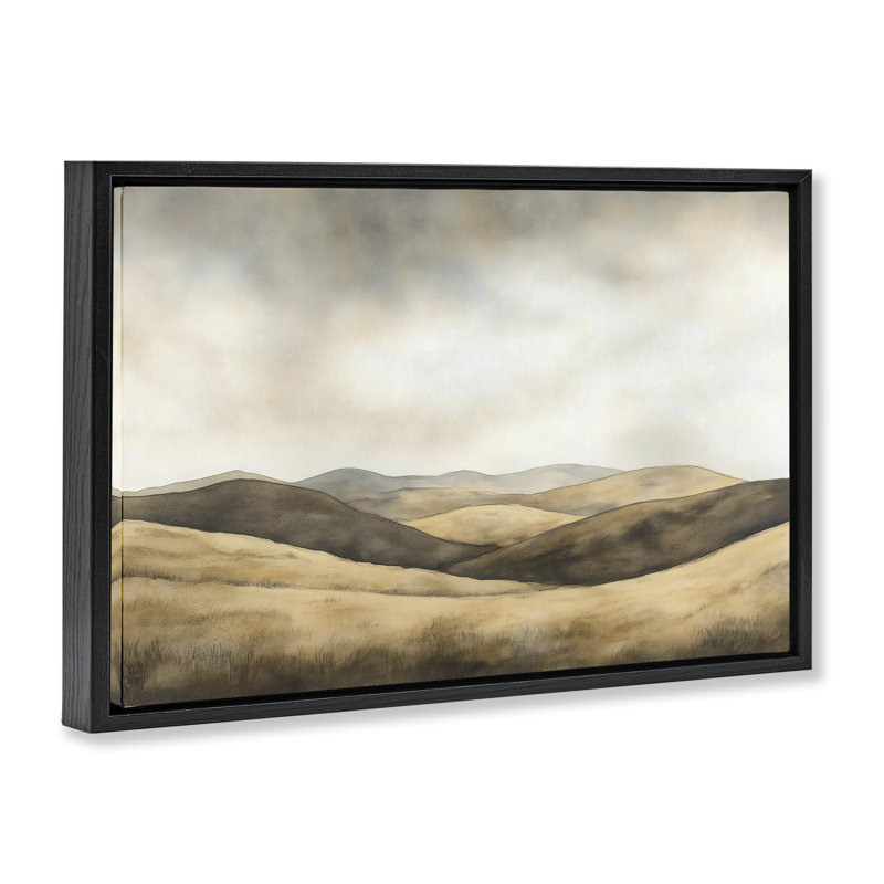 Cadre flottant Brown Landscape Hills, conception par LSR Creative Studio, Cadre flottant noir de jais, H 17 po x l 25 po