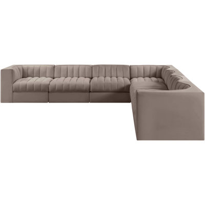 Demars Velvet Performance Fabric Upholstered 7Pc. Modular Sectional