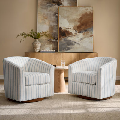  Fauteuil demi-tonneau pivotant de 30,5 po de largeur avec base en bois massif Amiir
