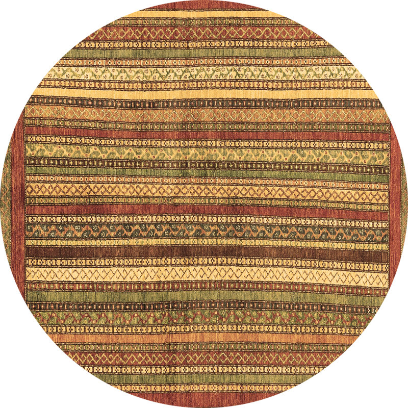 Tapis rond en laine et polyester abstrait tissé à la machine 6 pi