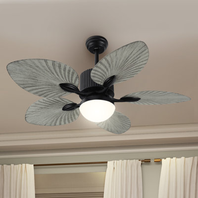  Ventilateurs de plafond en feuille de palmier de 44 pouces avec lumières et télécommande