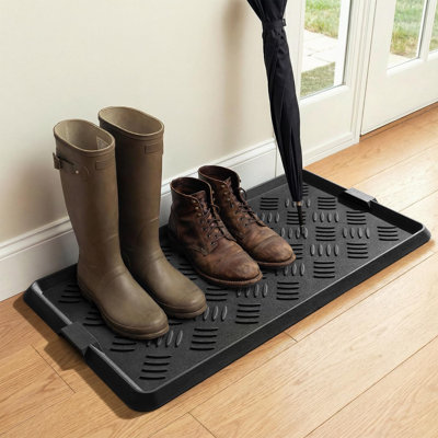 2 Pack Rubber Boot Set, Non Slip Shoe Tray for Entryway, Multipurpose Boot Mat Tray, Durable Entryway Mud Mat for Front Door, 16x27.5 Inches