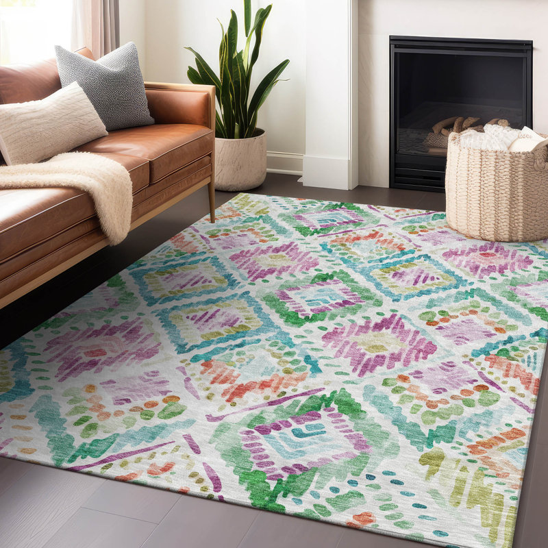 Nova Teal Washable Indoor-Outdoor Rug - , 10' x 14'
