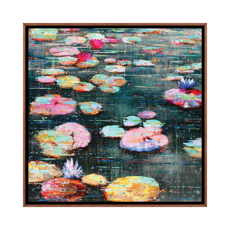 Pink Lotus - Wall Art Print - Wrapped Canvas, Brun, H 26 po x l 26 po, Reproduction encadrée sans passe-partout