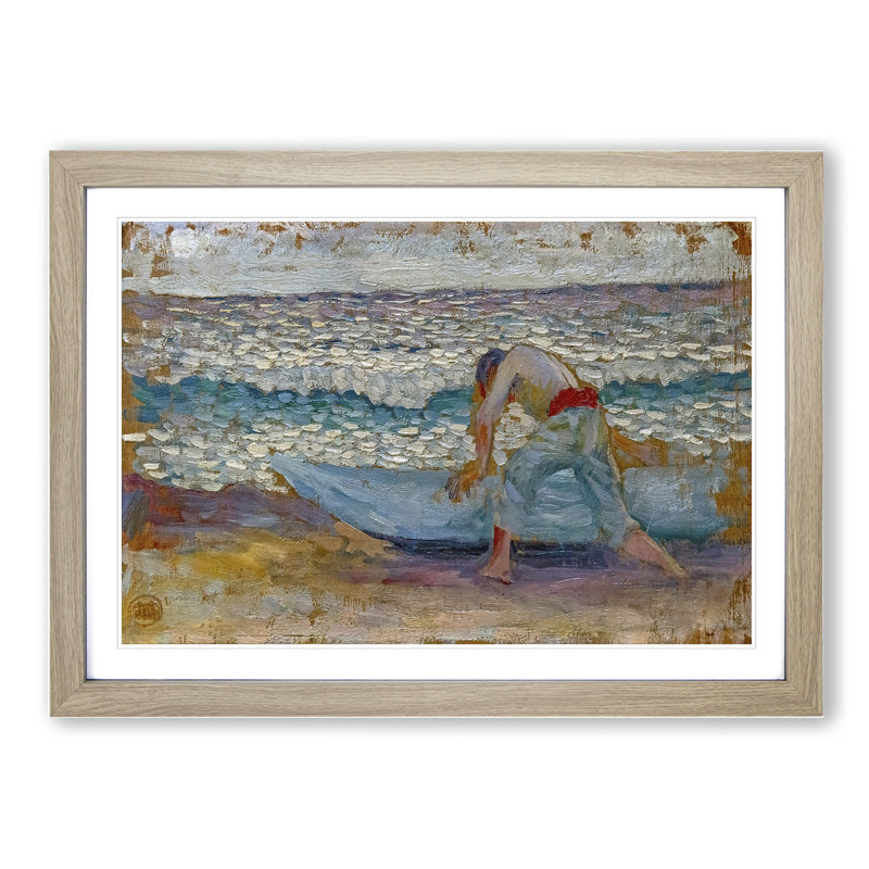 Man with a Boat by Henri-Edmond Cross - Picture Frame Painting, Oak Framed, 27cm H x 36cm W x 2cm D